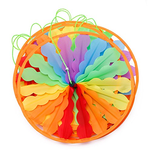 Ladaidra 8Pcs Rainbow Wind Spinner Wheel with Strap, Colorful Whirligig Windmill Decor for Farm Yard Lawn
