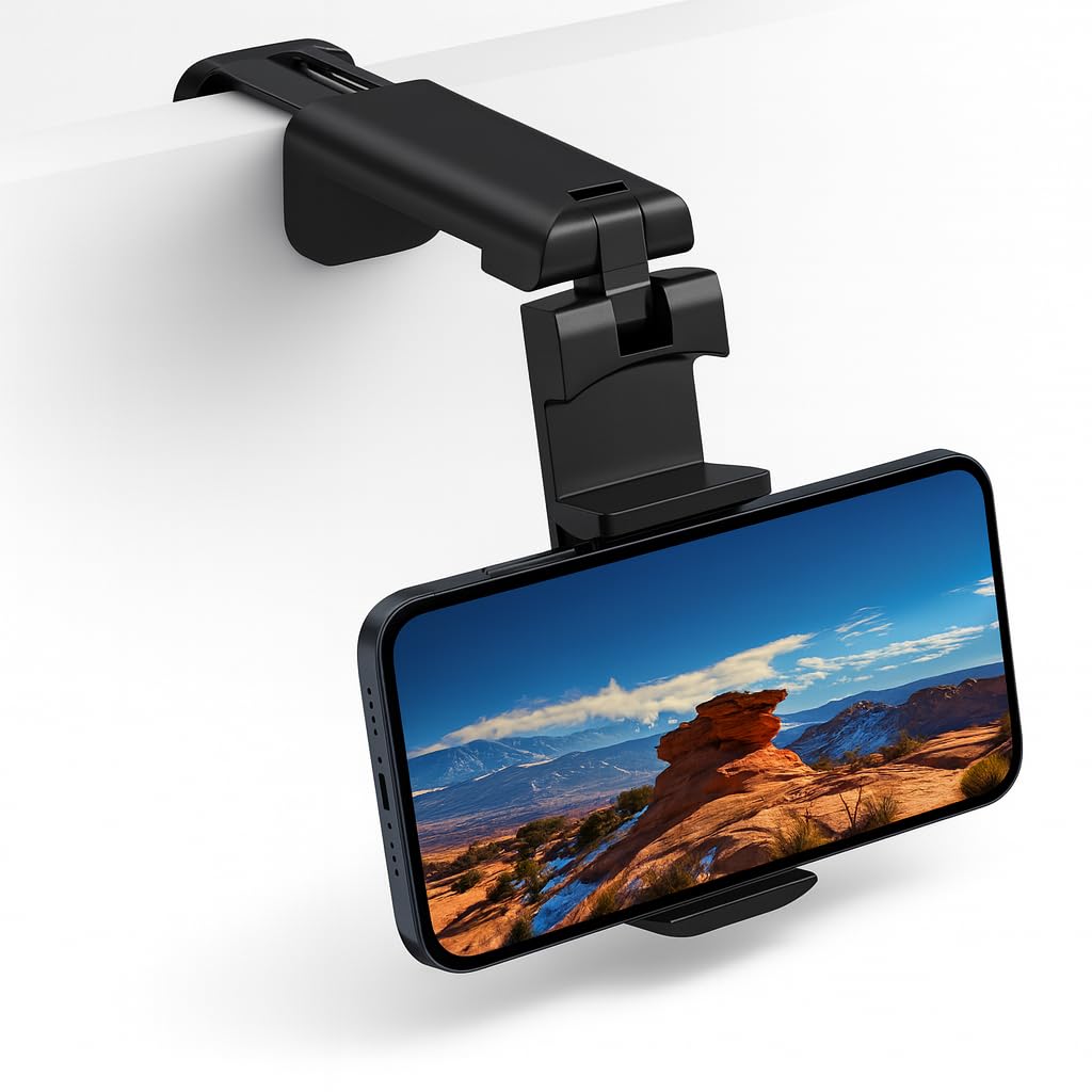 DTHGAEYQQ 360 Degree Rotatable Adjustable Phone Holder - Airplane in Flight, Plastic Retractable, Foldable Travel Essential for Home/Office - Universal, Black