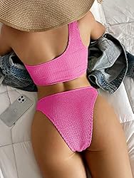 YIMISAN Womens Bikini Sets One Shoulder Top with