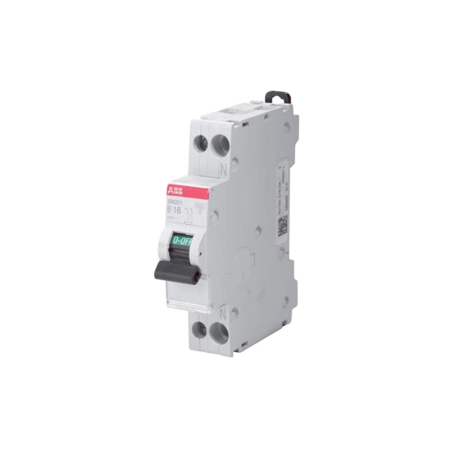 ABB SN201-C16 Miniature Circuit Breaker, 1 Pole+N Pole, Type C, 6kA Breaking Capacity, 16 Amp Current (2CSS255101R0164)