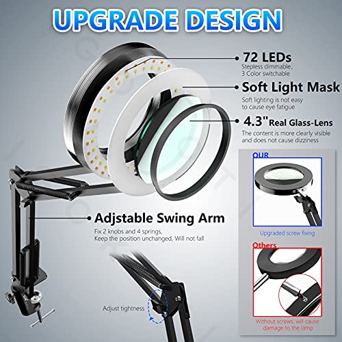 Mangifying Glass with Light and Stand,Lighted Magnifying Glass,72 LEDs
