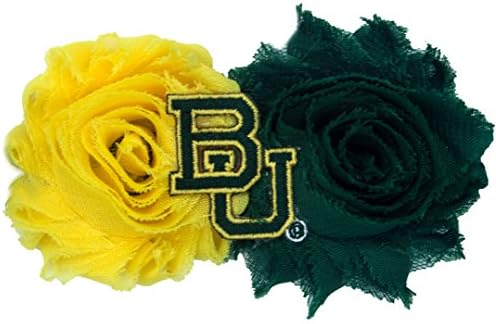 NCAA Baylor Bears Girls UnFRAYgettable Flower Clip, Yellow/Forest Green, One Size
