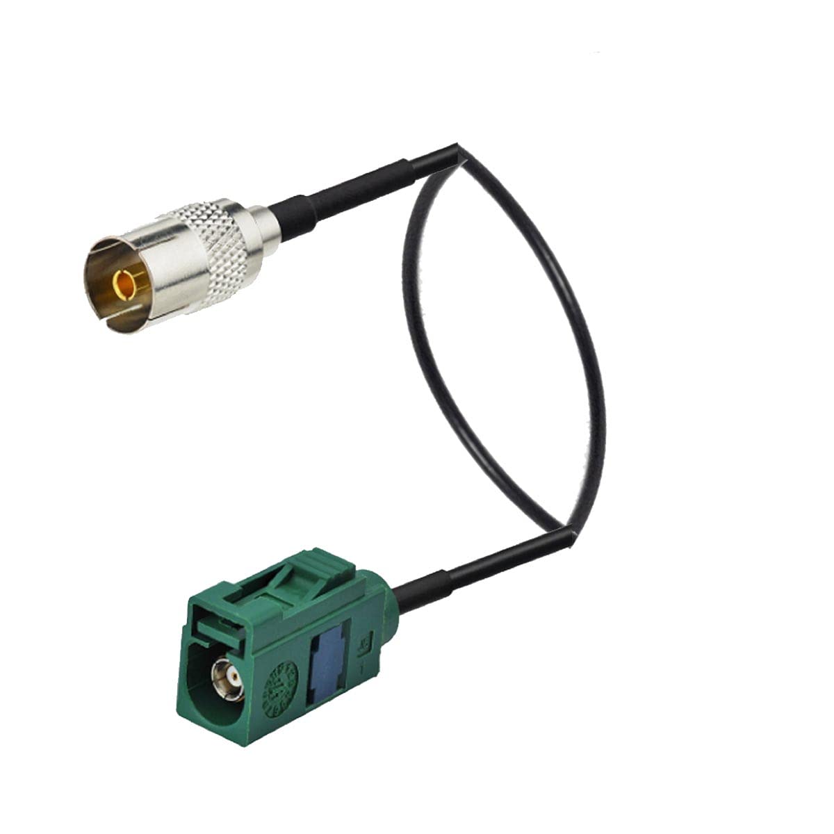 0.5m Aerial Antenna RF Cables RG174 Black FAKRA Z-type Green 9.5 Female Head to TV Female Base IEC Antenna Cables