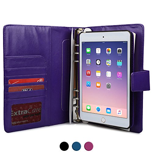 Cooper FolderTab [Padfolio Tablet Case with Notepad] for iPad Mini 4 | Business Executive Organizer Vegan Leather, Apple A1538 A1550 (Purple) (Best Calendar For Ipad Mini)