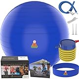 Exercise Ball Balance Anti-Burst Balls | Best Professional Stability Set - Yoga Large Thick Fitness Ball With Pump & Accessories, Extra Pins For Valve, Premium Elastic Loop &Hard Cover Workout Guide ...