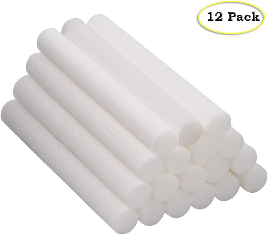 Vyaime Replacements Sponges Wicks Refill Sticks for Lotus Essential Oil Diffuser Humidifier(Search B07JKYV2C7), Diameter 0.28inch x Length 1.77inch(12 Units)