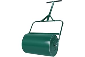 Rultyn Lawn Roller Push/Pull Steel Sod Roller 10.5 Gallons/40L Lawn Rollers Tow Behind Water Filled for Park, Garden, Yard, Ball Field (Green-20inch)
