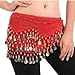 OPCC Belly Dance Hip Skirt Scarf Wrap Belt costume with Rows Gold Coins (red)