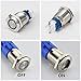 APIELE 16mm Latching Push Button Switch 12V On Off Stainless Steel with LED Angel Eye Head for 0.63