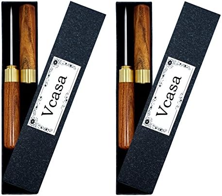Vcasa Stainless Steel Ice Pick with Wooden Handle Kitchen Tool (Light Brown A &amp; Liqht Brown A)