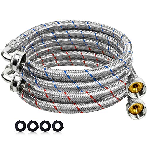 Washing Machine Hoses, 2 Packs 10 FT with 90 Degree, Lead Free Washing Machine Water Supply