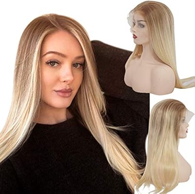 Amazon Com Lace Front Wig Human Hair Ombre Blonde 613 2 Tones