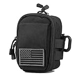 AMYIPO MOLLE Pouch Multi-purpose Compact Tactical Waist Bags Small Utility Pouch (75 Black Pouch with Shoulder Strap)