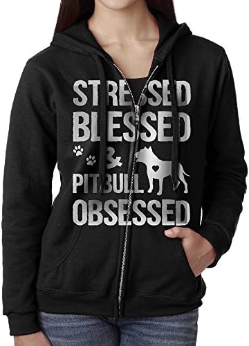 Funny Pitbull Women Casual Long Sleeve Hooded Zipper Hoodies Sweatshirt Coat With Fleece Winter Windproof Zipper Jacket