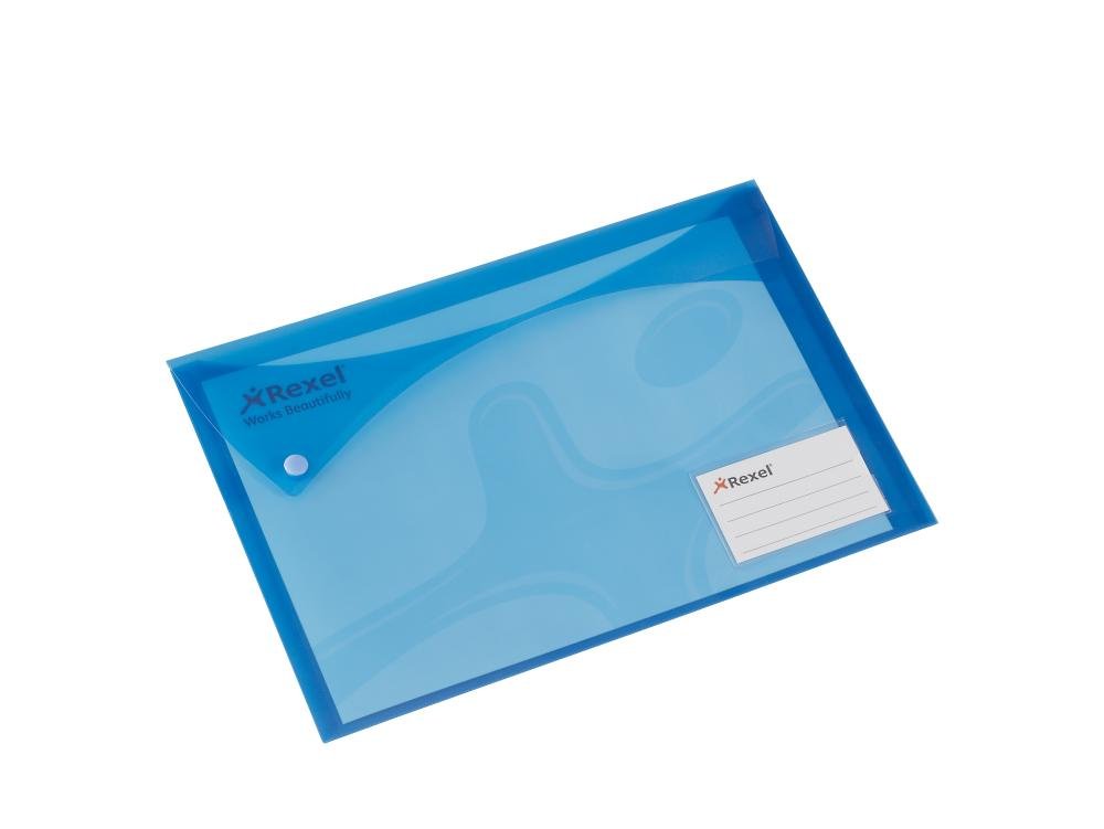 Rexel Carry Folders Xtra Landscape Extra Back Pocket and Card Holder A4 Blue Ref 2101160 [Pack of 5]