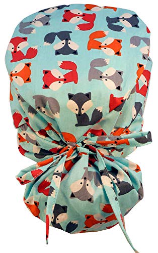 Big Hair Women's Scrub Cap - Friendly Foxes - Thumbnail 2