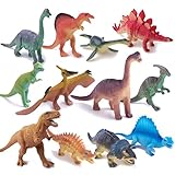 Dinosaur Toys,Plastic Dinos Figures Play Set with Carrying Case,5-7 Inch, Pack of 12