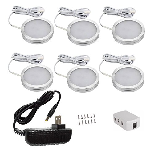 Xking 6 Pcs Dimmable LED Under Cabinet Lighting Kit, DC12V12W – Warm White