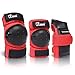 JBM international Adult / Child Knee Pads Elbow Pads Wrist Guards 3 In 1 Protective Gear Set, Red, Youth / Child