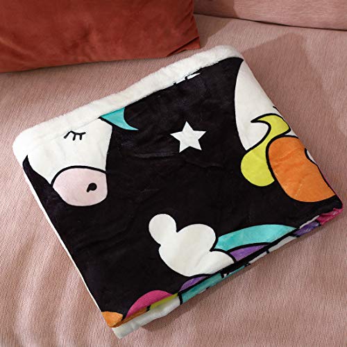 4 FairyShe+Cartoon+Sherpa+Blanket+Unicorn