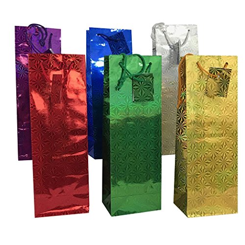 allgala 12 Piece Premium Hologram Gift Bags, Wine Bottle