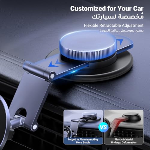 UGREEN MagSafe Car Mount Tesla Magnetic Car Phone Holder, [Upgraded 5-in-1 Tesla/Dashboard/Windscreen/Table], [360° Rotation Retractable Accessories], Fit for iPhone 17/16/15/14, Samsung S25/24/23