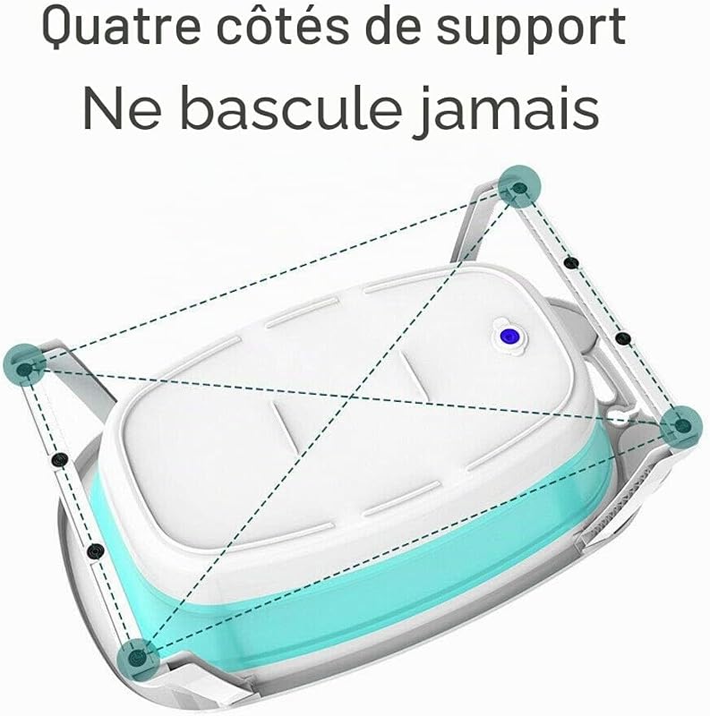 Baignoire Pliable Bébé, Baignoire Bebe sur Pied avec Coussin de Soutien de la Tête, Baignoire Pliante Bebe, Baignoire Bebe pour Douche et Bain, Baignoire de Voyage pour Enfant 0-3