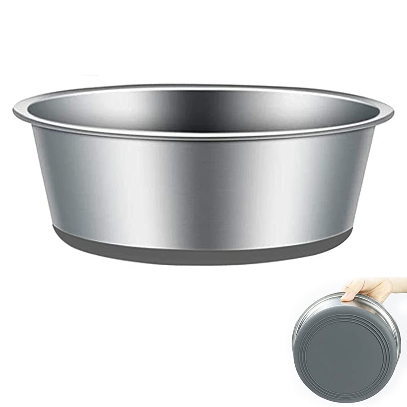 SUOXU Thick Stainless Steel Dog & Cat Plate Bowls, Non-slip Silicone Bases, Medium & Large Dog Feeder & Water Bowls (L-20CM)