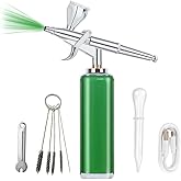 I-BEAUTEE high air Flow Cordless Airbrush Kit, Wireless Portable Air Brush Compressor, Rechargeable Mini Air Brush, Handheld Airbrush Gun for Barber, Model Painting, Nail Art, Makeup, Tattoo (Green)