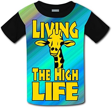 LanvMkk Kids Funny Giraffe Living The High Life T-Shirt Short Sleeve 3D Print Tee Shirt