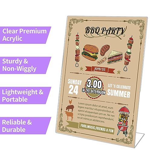Sagreeny A4 Acrylic Sign Holder,5 Pack L-Shape Display Stands, Poster Menu Holder, Clear Plastic Holders Stands For Table Restaurant Hotel Documents Office (A4-L 5Pack)
