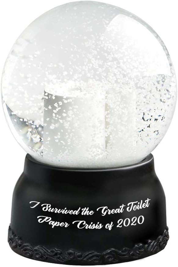 Snow Globes - 2022 Snow Globe Hilarious Toilet Paper Snow Globe I Survived The Great Toilet Paper Crisis of 2020 Cute Crystal Clear Glass Snow Globe Creative Quarantine Gift as Christmas Stocking Stuffer