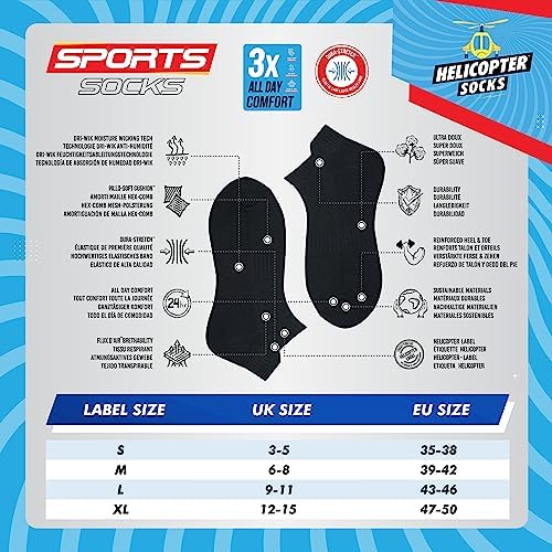 Chaussettes Homme Femme Sport 43-46 Socquettes Basses Courtes - Lot de 10 Paires (EU 43 46, Noir)