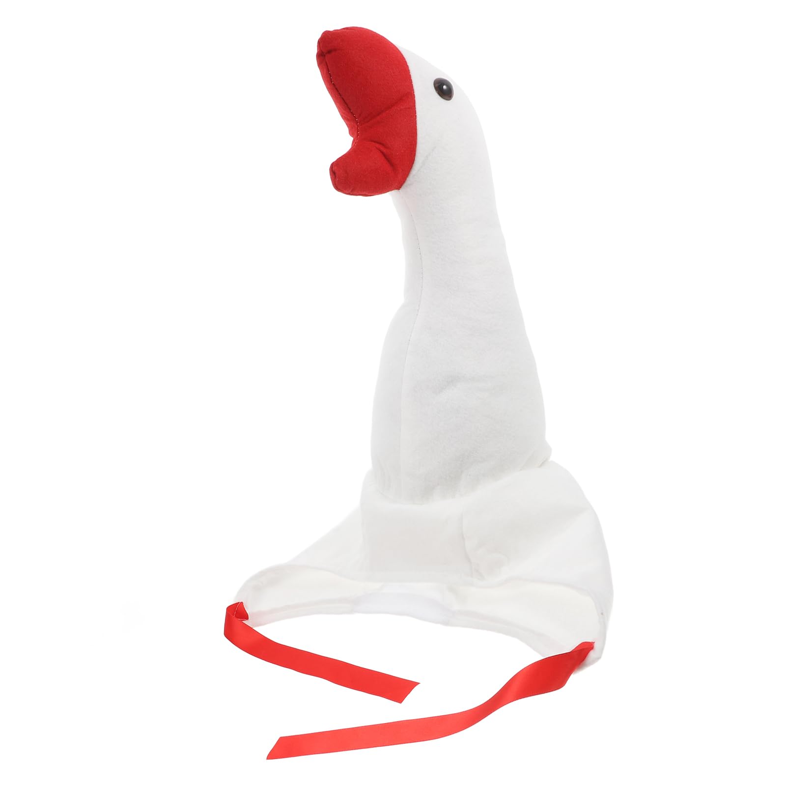 Tomaibaby Plush Goose Hat Stuffed Animal Head Cap Cute Costume Headwear Plush Animal Hat Goose Cosplay for Masquerade Christmas Halloween Party (White)