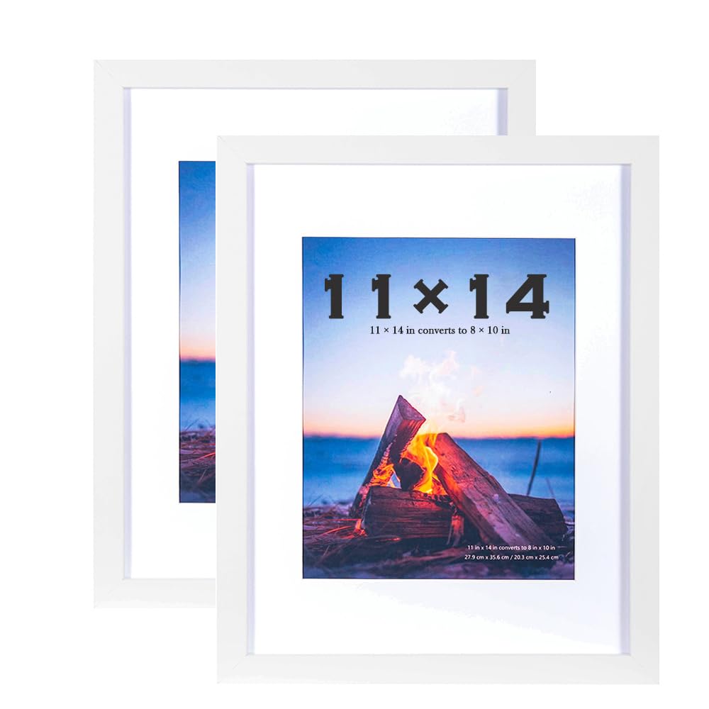 Scholar Tree White Picture Frames 14x11 Inch 2 Pack, Wooden Picture Frame for Tabletop and Wall Mounting, Mount for Picture 8x10… — image 1