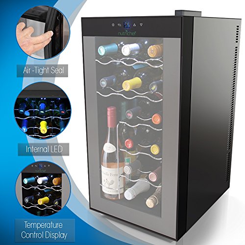 NutriChef 18 Bottle Thermoelectric Red And White Wine Cooler/Chiller, Counter Top Wine Cellar