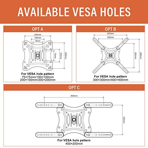 PUTORSEN® Support Mural TV avec Bras Articulé Orientable Inclinable pour la Plupart des Téléviseurs à Écran Plat de 23 à 55 Pouces jusqu\'à VESA 400x400 mm et 30 kg