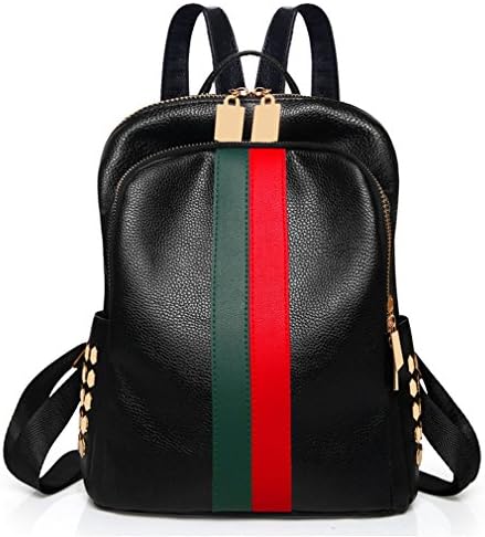 Softstreet Women Leather Backpack Casual Backpack Bag Teenager School Travel Back Pack Double Zipper Green
