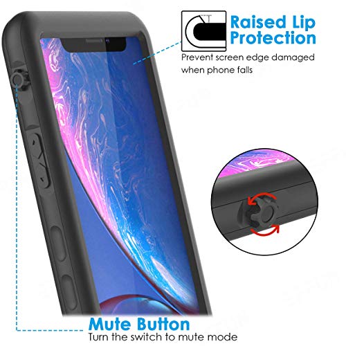 EFFUN iPhone Xr Waterproof Case, IP68 Certified Waterproof Shockproof Snowproof Dirtproof Fully Sealed Underwater Cover with Built-in Screen Protector for iPhone Xr (6.1 inch) Black - Thumbnail 4
