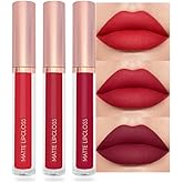 BestLand 3PCS Bold Seductive Red Liquid Lipstick Set, Matte Lip Gloss Long Lasting Waterproof, High Pigment Smudge Proof Lip Color with Chill Crimson Rust Shades for Night &amp; Glam Makeup