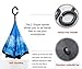 Double Layer Reverse Folding Umbrella Cars Reversible Umbrella Rain Umbrella Windproof With C-Shaped Handle (Blue Sky)