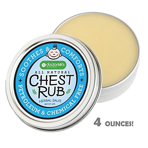Natural Baby Chest Rub by Doctor MK's®, MENTHOL FREE, 4 ounces, with Eucalyptus, Lavender, Beeswax, Ages 3 months+