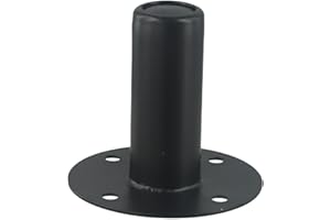 Metal Speaker Bracket for DJ Speaker Stand - 35mm Mounting Socket, Flat Bottom with Screw Holes, IRONs Construction, Black Fi