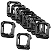 AKOAK 10 Pack Multipurpose Black D-Ring Plastic Buckle Locking Hanging Hooks Backpack Hanging Locks Snap Keychains for Backpack Straps Webbing Paracord Bracelet Outdoor Tool