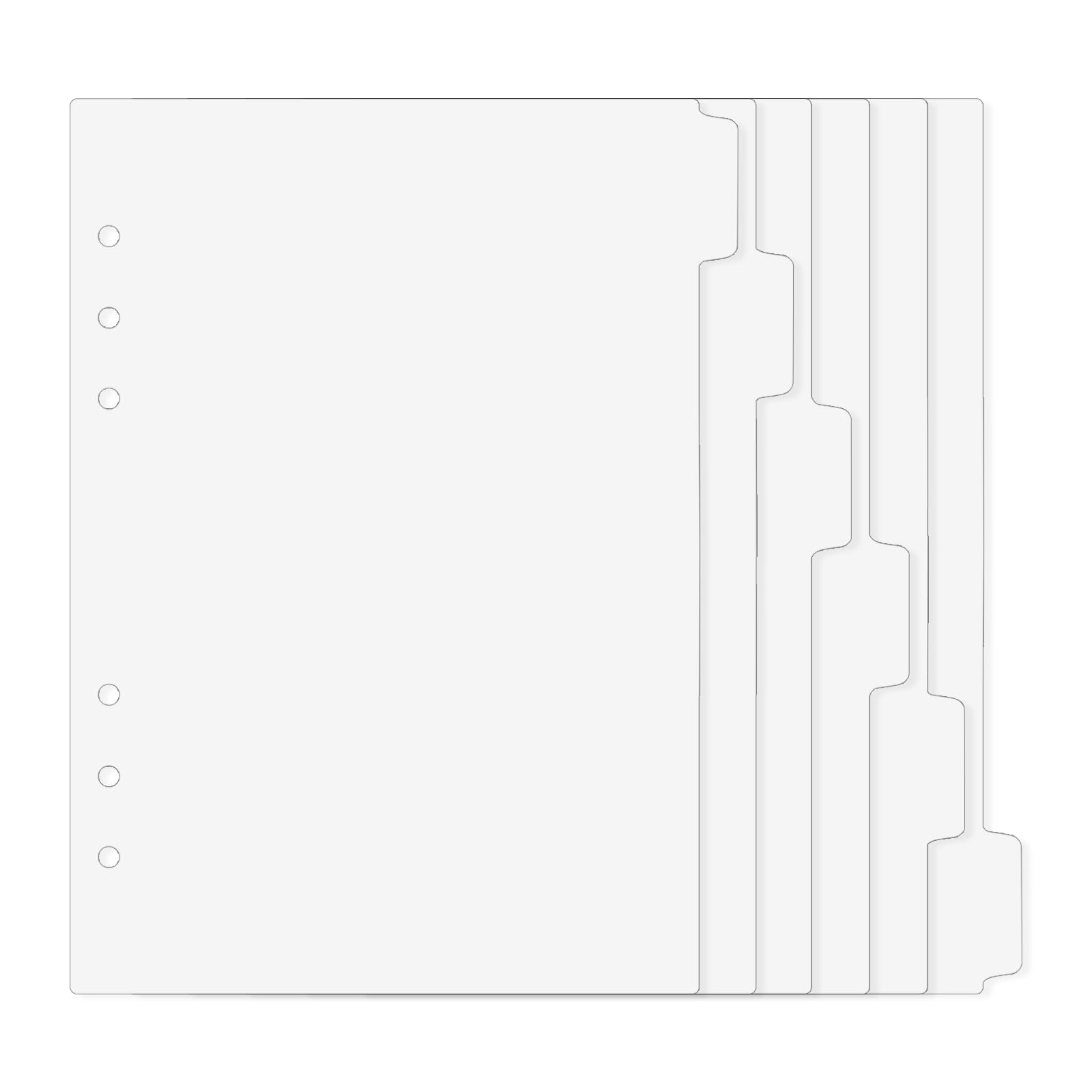 6 Pcs A5 Binder Dividers, 6 Holes Clear Binder Divider Index with Tabs Insertable Plastic Index Divider Sheets Planner Dividers for Binders Notebook Journal Diary Memo Notepad