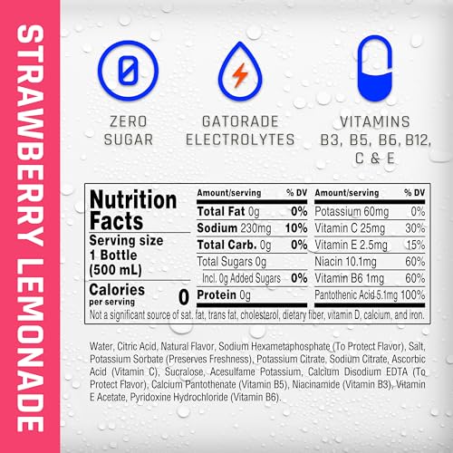 PROPEL ELECTROLYTE ENHANCED WATER SPORTS DRINK, STRAWBERRY LEMONADE FLAVORED WATER, ZERO CALORIE & ZERO SUGAR HYDRATION WITH ELECTROLYTES AND VITAMINS C & E, 16.9 FL OZ WATER BOTTLES (12 PACK)