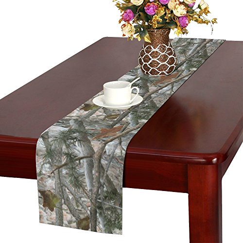 InterestPrint Cool Military Camouflage Camo Tree Table Runner Linen & Cotton Cloth Placemat Home Decor for Wedding Banquet Decoration 16 x 72 Inches