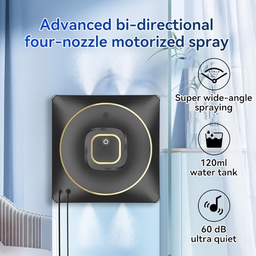 Jemyths Window Cleaning Robot with Voice Change, Automatic Window Robot with Intelligent Route Planning and Edge Detection System, 120 ml Tank, 4 Cleaning Modes for Various Window Types