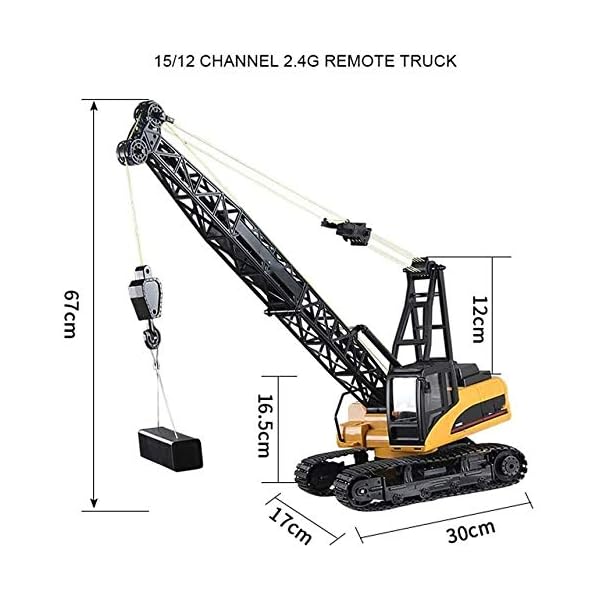 LKNJLL RC-Cars for Kinder, Fernbedienung Bagger Spielzeug Groß, Ingenieurwesen Fahrzeug Tower Crane Fernbedienung… – Bild 3