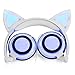 Wired Cat Ear Headphones Glowing Lights with USB Charging Cable (White)